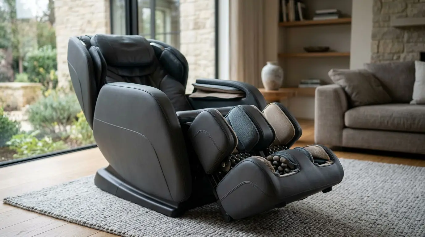 Generic massage chair leg ottoman showing foot and calf feature areas